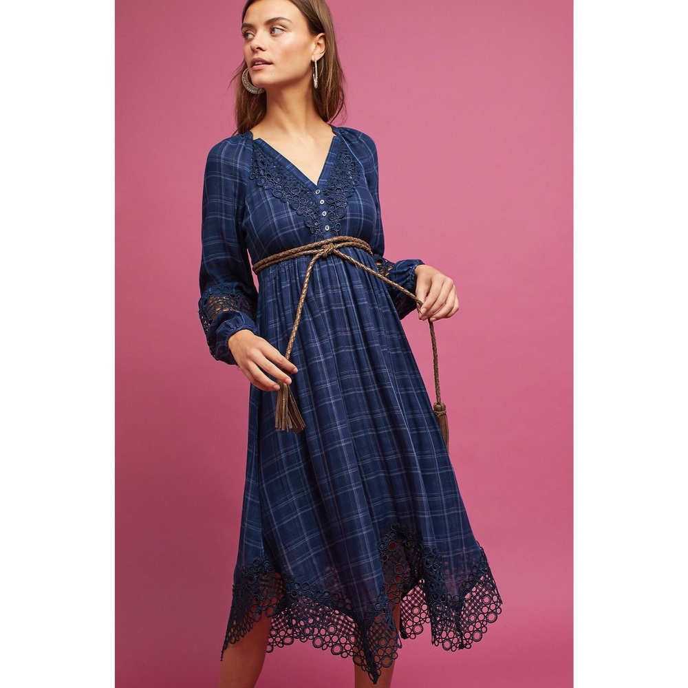 BNWT Anthropologie Codie Plaid Handkerchief Dress